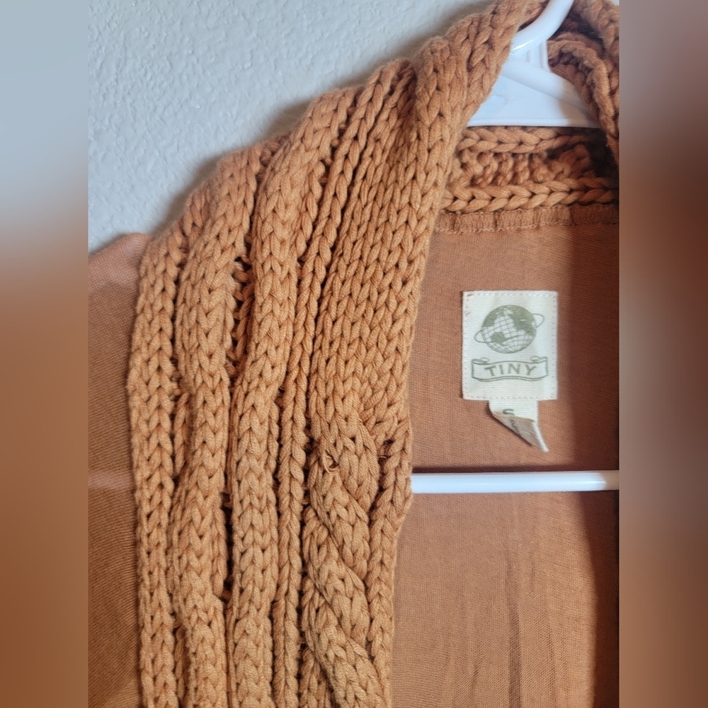 Anthropologie TINY Cardigan Rust Orange Size Small Boho Chic - Picture 4 of 5